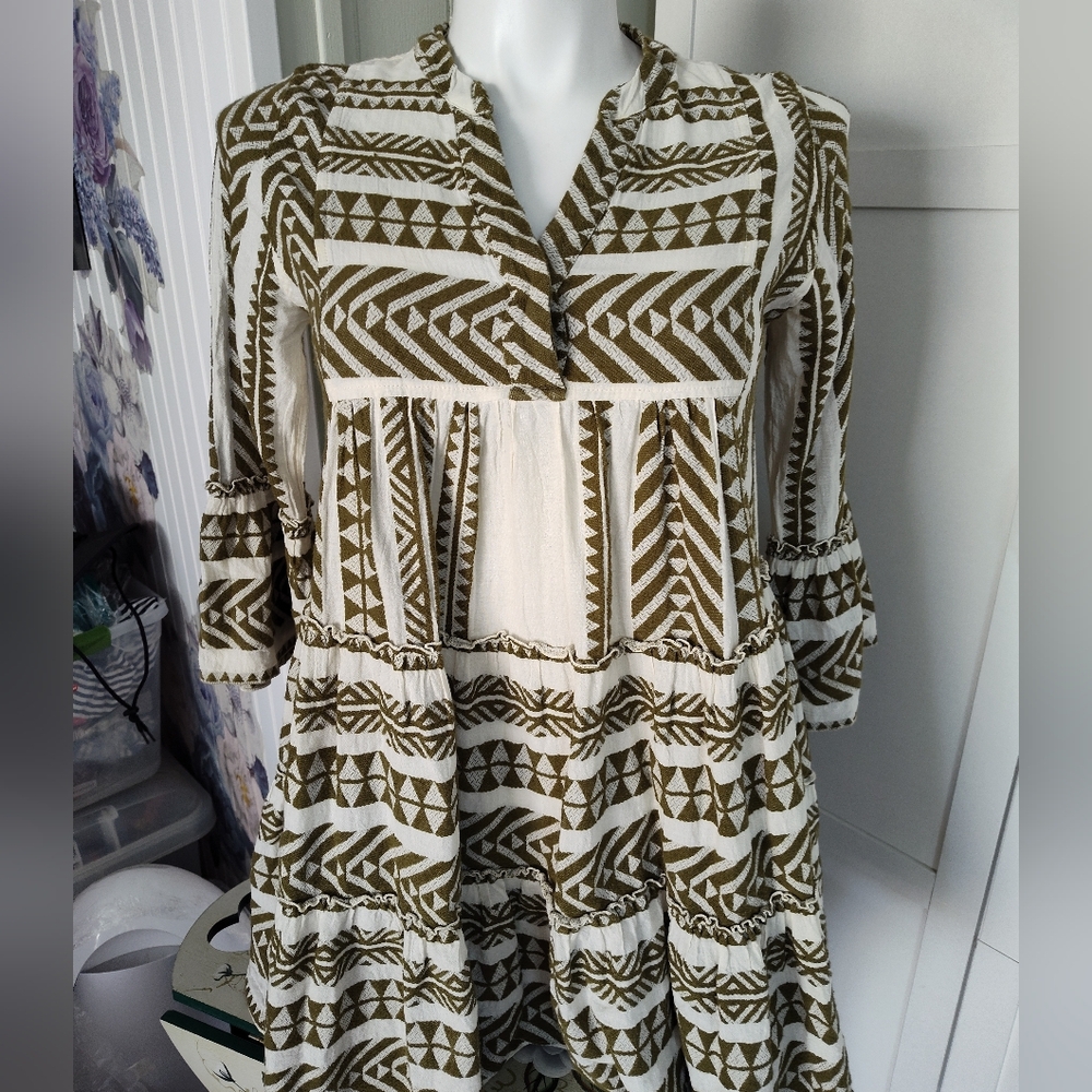 Devotion Twins Ella Mini Dress Khaki/Off White Fabulous 100% cotton mini dress